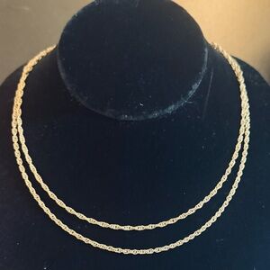 Vintage Miriam Haskell Gold Tone Necklace Rope Chain - 30”